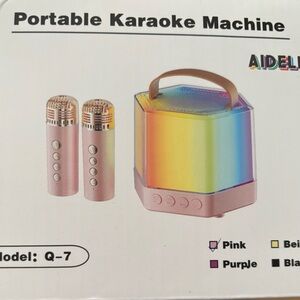 Portable Karaoke Machine with Pink Microphones